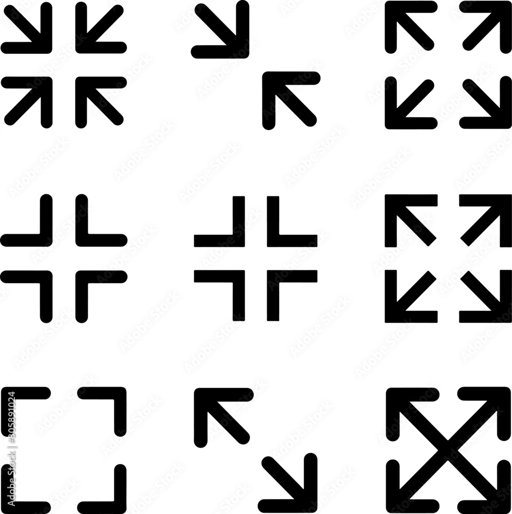 Leinwandbilder pixel perfect icon set of cursor for application softwware. resize fullsize full screen move drag dr