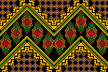 Pixel pattern tribal art geometric ethnic background traditional Ukrainian Cross-Stitch Embroidery - Detailed Vector
Illustration for Textile Print Design
