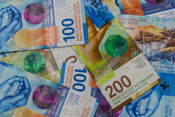 Background of the swiss francs banknotes
