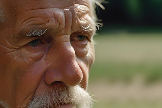 close lok of old amn face