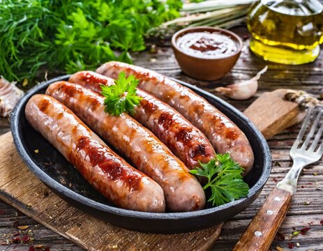 Rostbratw&uuml;rste auf Holzhintergrund