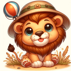Naklejka premium Lion on safari