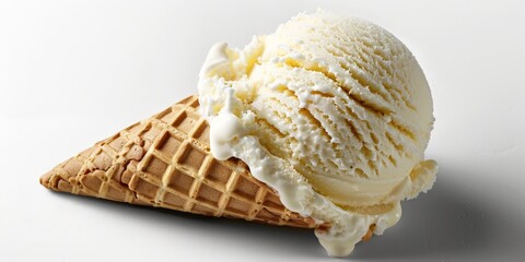 Vanilla Ice Cream Scoop in Waffle Cone