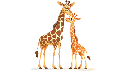 Fototapeta premium A giraffe mother and her baby standing side by side