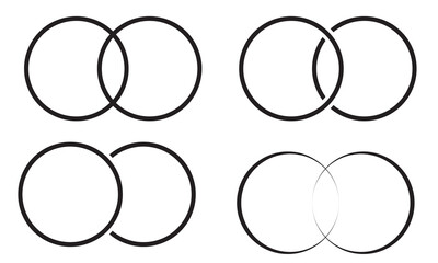 Intersecting, overlapping circles, rings element. Vector illustration. Isolated on white background. EPS 10