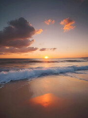 Fototapeta premium Sunset Sea Beach Landscape Art
