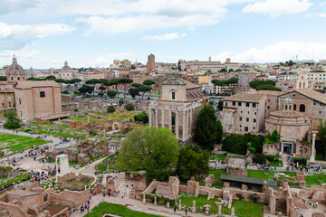 Aerial View of the Historic Roman Forum, Italy