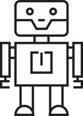 Space Robot Character Line Icon