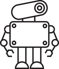 Space Robot Character Line Icon