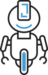 Space Robot Character Line Icon