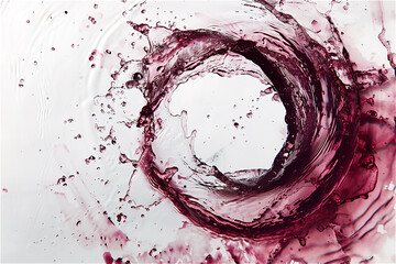 a stream of wine forms into a spiral with a few rounds pouring top view