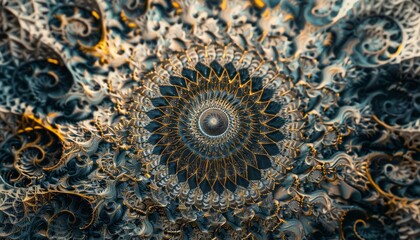 Layers of intricate mandala patterns with abstract geometric shapes and fractallike designs