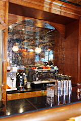 Coffee and juice making equipment in a bar or restaurant. Professional equipment for restaurants.
