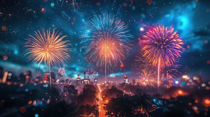 A beautiful night sky filled with colorful fireworks. The perfect way to celebrate any special occasion.