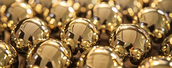 Polished bronze doorknobs arranged in a circular pattern, reflecting each other s glimmering surfaces