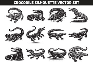 Crocodile Silhouette Vector Illustration