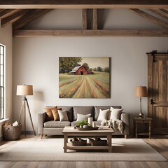  Farmhouse  country home interior design of modern living room. 