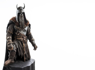 Warrior, Scandinavian navigator in armor. White background, isolate. AI generated.