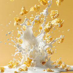 Corn flakes with milk splash