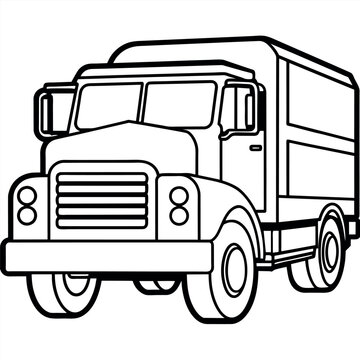 recommend clip art: Truck outline coloring book page line art illustration digital drawing