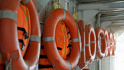 rescue ring on a boat in cambodia