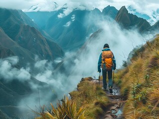Trekking Through the Cloud Kissed Mountains of Machu Picchu Peru An Adventure Travel Concept