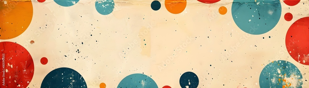Poster retro polka dot pattern with ample empty space for nostalgic product backdrop