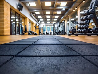Vast Fitness Center with Sleek Gym Equipment for Health and Wellness Products