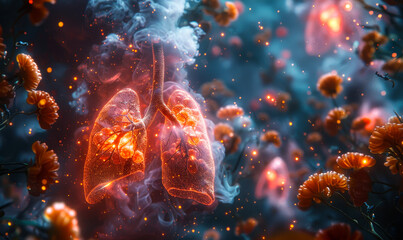 Pulmonary Embolism Medical Illustration - Lungs, Blood Clot, Artery Blockage, Hyper-Detailed Human Anatomy Visualization