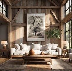  Farmhouse  country home interior design of modern living room. 