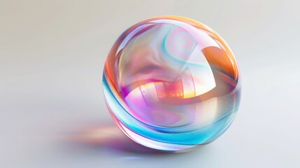 A colorful glass ball with a shiny surface