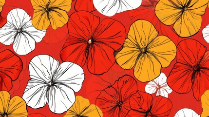 Light red, yellow vector doodle pattern with flowers. Simple design with flowers on abstarct background. Best design for your business,floral background with orange and yellow gerbera daisies
