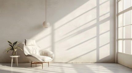 Modern minimalist interior with an armchair . Generative Ai