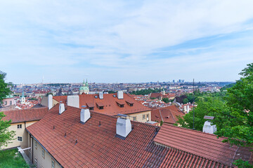 Cityscape of the oldest part of Lesser town in Prague, capitol city of Czech Republic with many...