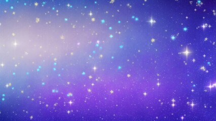 Fototapeta premium Glittering Blue and Purple gradient background with hologram effect and magic lights. fantasy backdrop with fairy sparkles, gold stars, and festive blurs