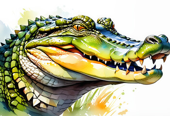Colorful illustrated crocodile with open jaws, perfect for wildlife conservation themes or World Crocodile Day educational materials