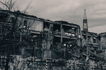 destroyed buildings of the workshop of the Azovstal plant in Mariupol Ukraine