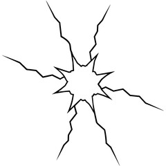 Crack icon line black color vector art illustration, solid white background (10)