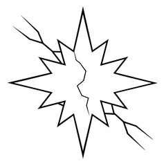 Crack icon line black color vector art illustration, solid white background (16)