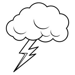 Thunderstorm line black color vector art illustration (1)