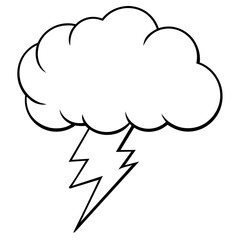 Thunderstorm line black color vector art illustration (4)