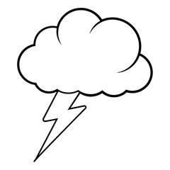 Thunderstorm line black color vector art illustration (16)