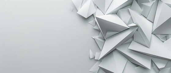 Abstract geometric white triangular shapes on light gray background.