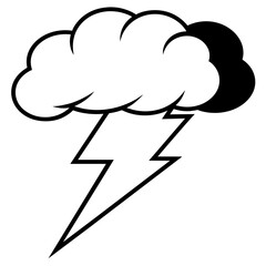 Thunderstorm line black color vector art illustration (21)