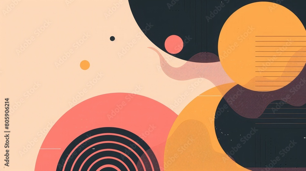 Poster minimal geometric background. dynamic shapes composition,modern colorful patterns. hand drawn trendy