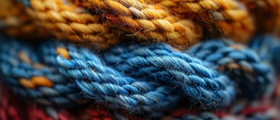 The detailed pattern of threads tied together in layers.