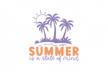 Obraz premium Boho Retro Summer Beach SVG T shirt design, Summer is a state of mind