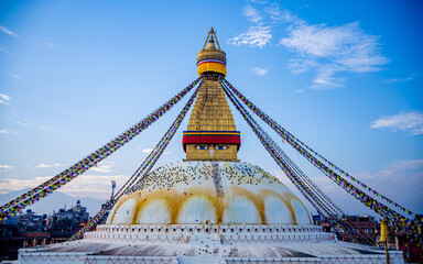 Landscape view of buddhist stupa in Nepal.