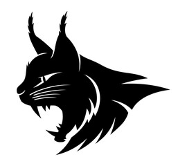 Lynx black sign mascot on a white background.