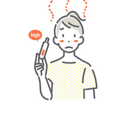 月経前症候群症状　PMS　シンプルでお洒落な線画イラスト